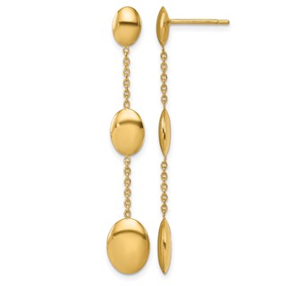 Herco 14K Polished Graduated Ovals Post Dangle Earrings