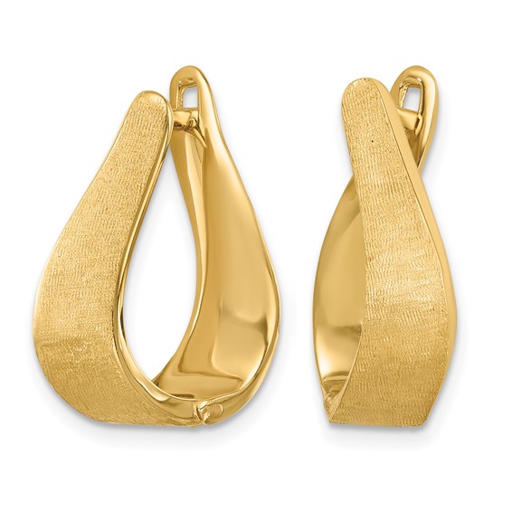 Herco Gold Polished and Brushed Swirl Hoop Earrings