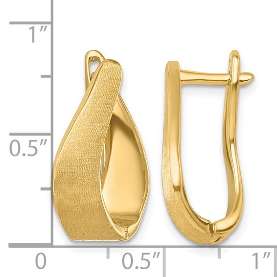 Herco Gold Polished and Brushed Swirl Hoop Earrings