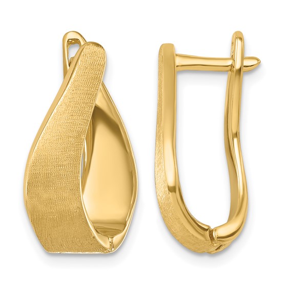 Herco Gold Polished and Brushed Swirl Hoop Earrings