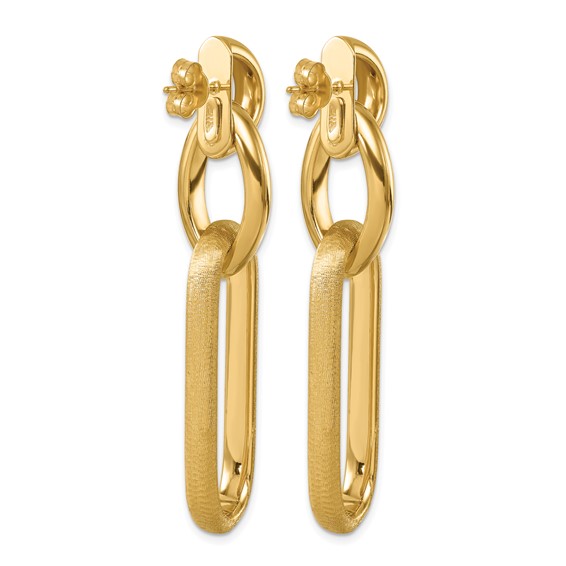 Herco 14K Polished and Brushed Fancy Link Post Dangle Earrings