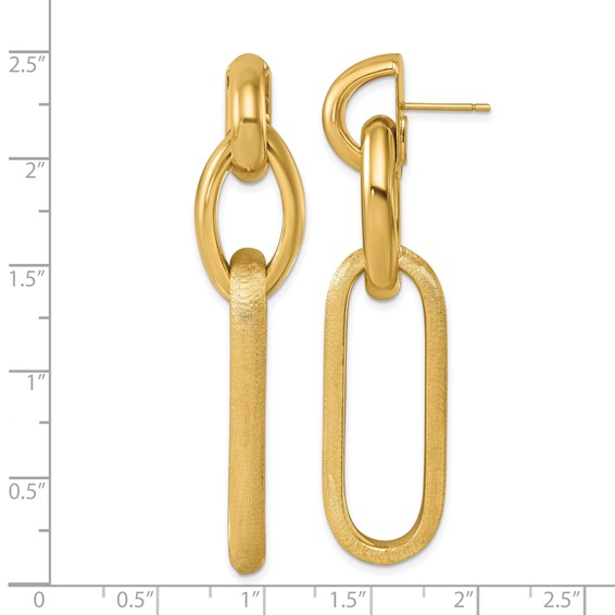 Herco 14K Polished and Brushed Fancy Link Post Dangle Earrings