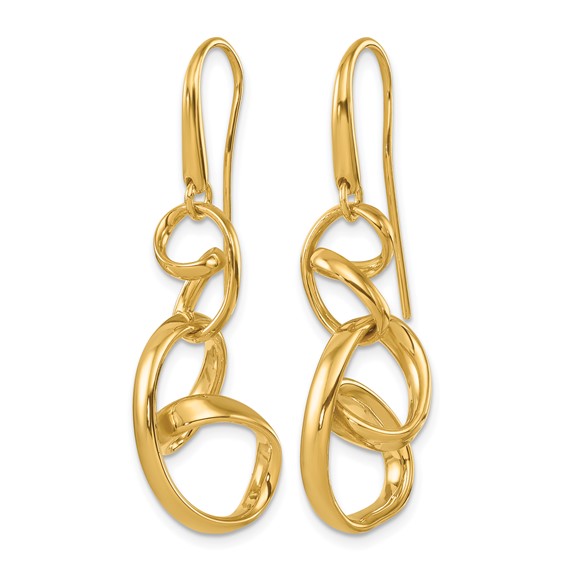 Herco 14K Polished Fancy Contemporary Swirl Shephard Hook Dangle Earrings