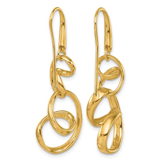 Herco 14K Polished Fancy Contemporary Swirl Shephard Hook Dangle Earrings