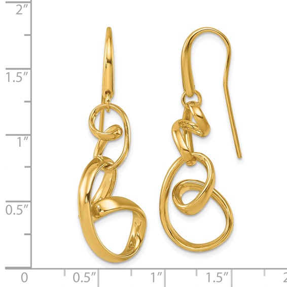 Herco 14K Polished Fancy Contemporary Swirl Shephard Hook Dangle Earrings