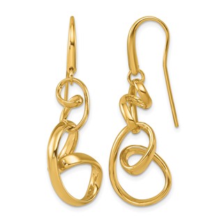 Herco 14K Polished Fancy Contemporary Swirl Shephard Hook Dangle Earrings