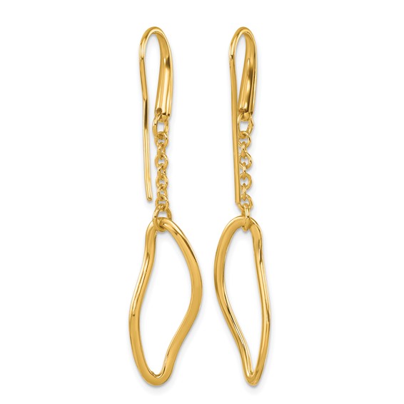 Herco 14K Polished Solid Fancy Contemporary Link Shephard Hook Dangle Earrings