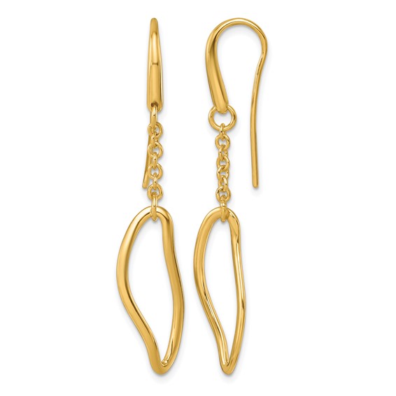 Herco 14K Polished Solid Fancy Contemporary Link Shephard Hook Dangle Earrings