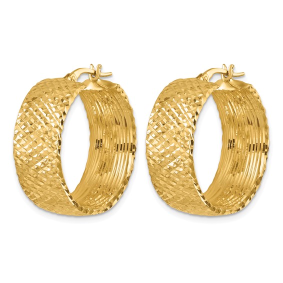 Herco Gold Polished and Diamond-cut Hoop Earrings