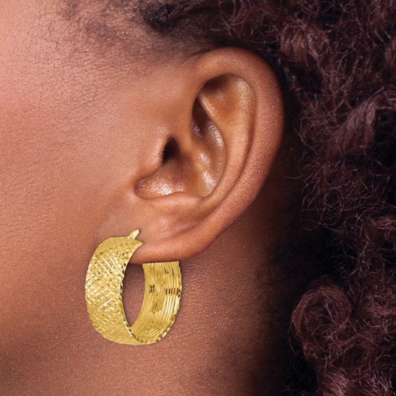 Herco Gold Polished and Diamond-cut Hoop Earrings