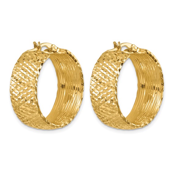 Herco Gold Polished and Diamond-cut Hoop Earrings