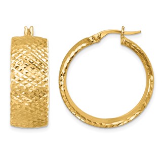Herco Gold Polished and Diamond-cut Hoop Earrings