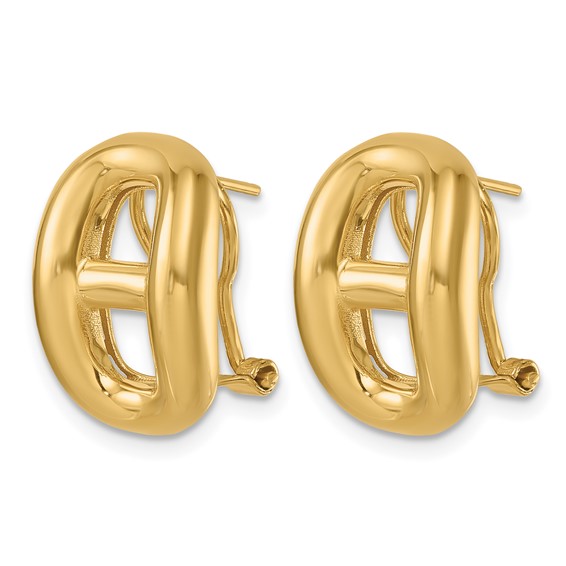 Herco 14K Polished Anchor Link Post Omega Back Earrings