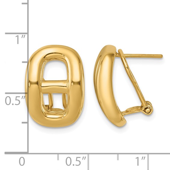 Herco 14K Polished Anchor Link Post Omega Back Earrings