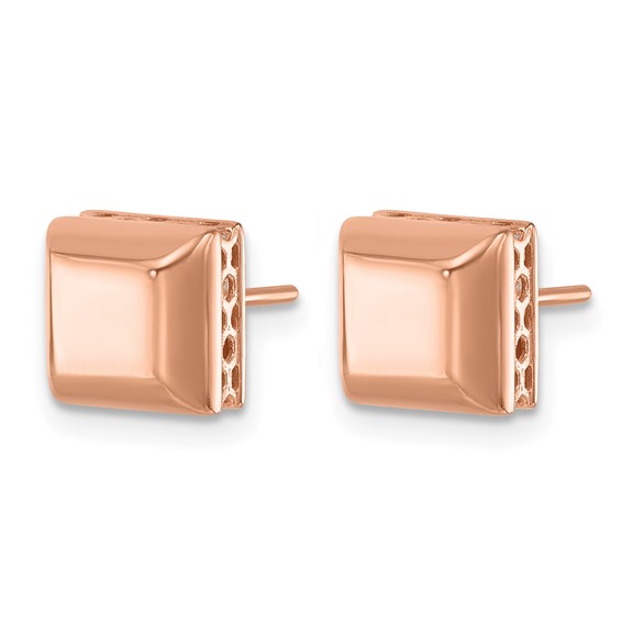 Herco 14K Rose Gold Polished Beveled Edge Square Post Earrings