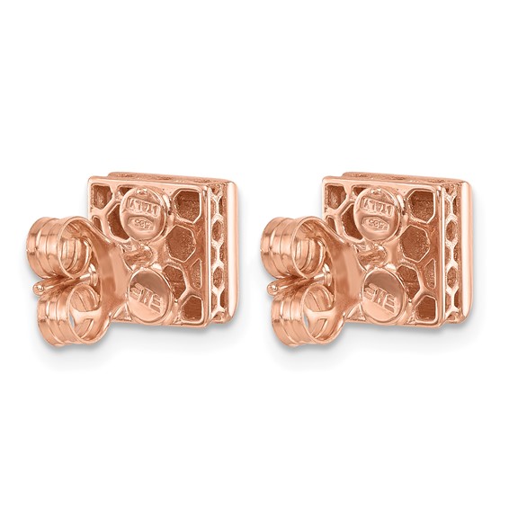 Herco 14K Rose Gold Polished Beveled Edge Square Post Earrings