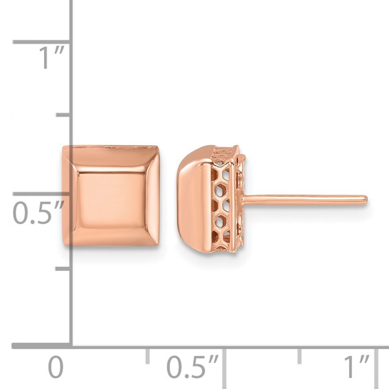 Herco 14K Rose Gold Polished Beveled Edge Square Post Earrings