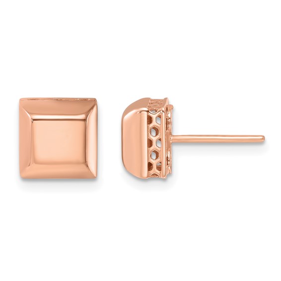 Herco 14K Rose Gold Polished Beveled Edge Square Post Earrings