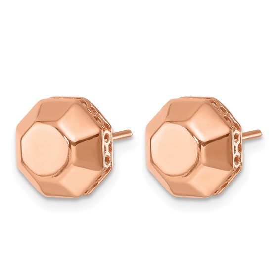 Herco 14K Rose Gold Polished Beveled Edge Octagon Post Earrings