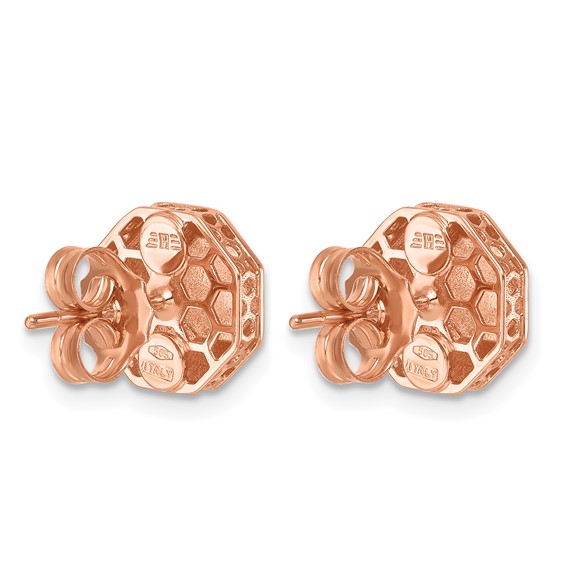 Herco 14K Rose Gold Polished Beveled Edge Octagon Post Earrings