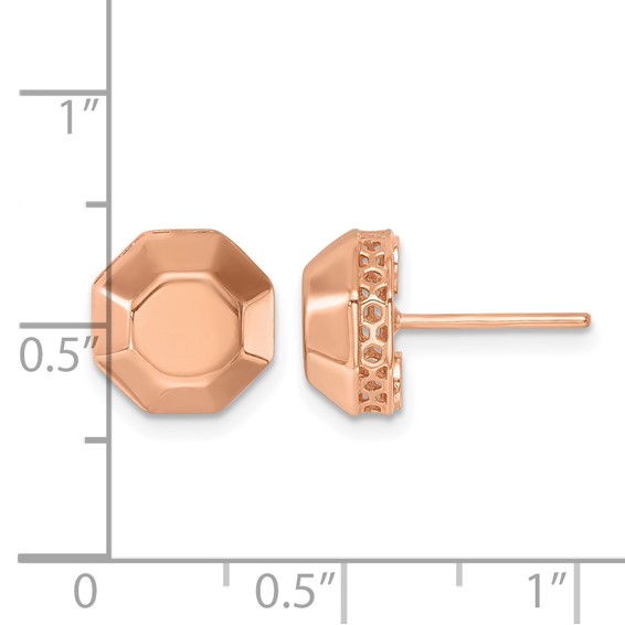 Herco 14K Rose Gold Polished Beveled Edge Octagon Post Earrings