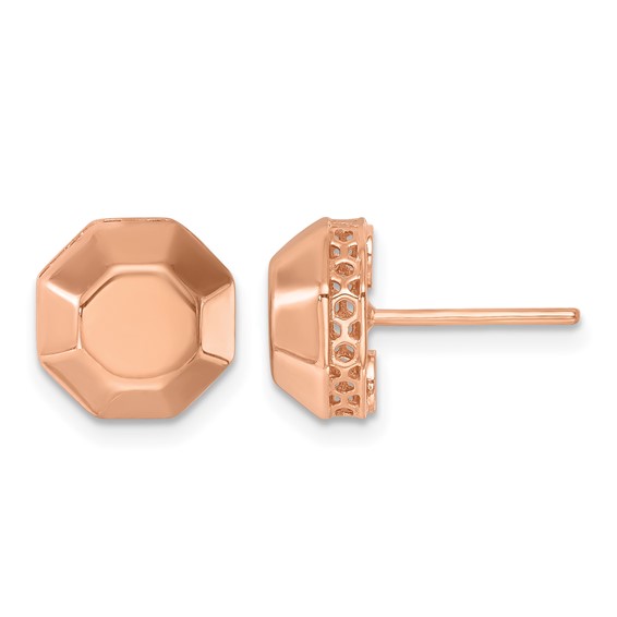 Herco 14K Rose Gold Polished Beveled Edge Octagon Post Earrings
