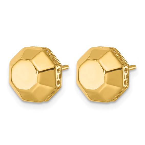 Herco 14K Polished Beveled Edge Octagon Post Earrings