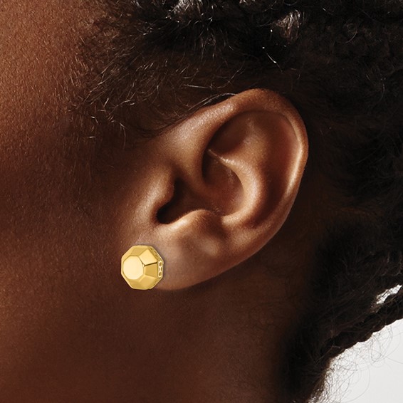 Herco 14K Polished Beveled Edge Octagon Post Earrings