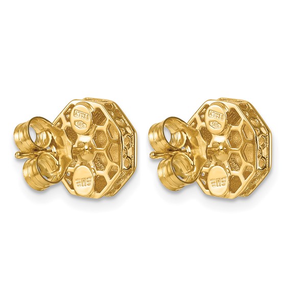 Herco 14K Polished Beveled Edge Octagon Post Earrings