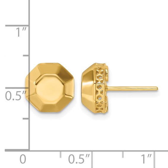 Herco 14K Polished Beveled Edge Octagon Post Earrings