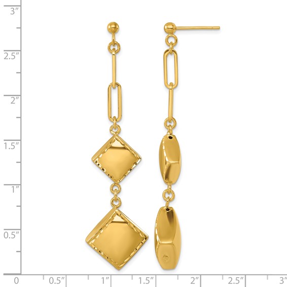 Herco 14K Polished and Diamond-cut Fancy Paperclip Chain Post Dangle Earrings