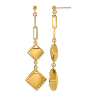 Herco 14K Polished and Diamond-cut Fancy Paperclip Chain Post Dangle Earrings