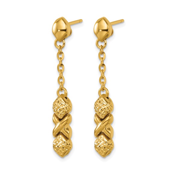 Herco 14K Polished and Diamond-cut Fancy XO Post Dangle Earrings
