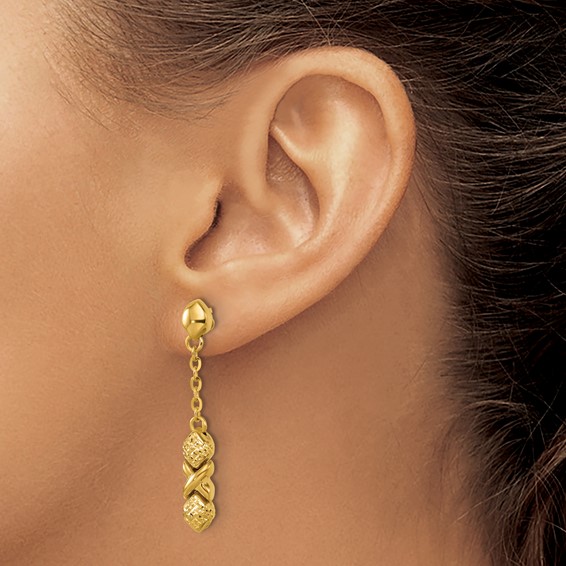 Herco 14K Polished and Diamond-cut Fancy XO Post Dangle Earrings