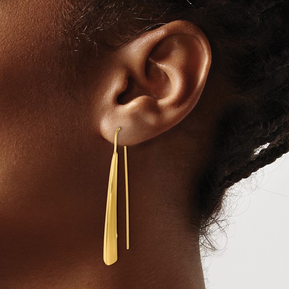 Herco 14K Polished Knife Edge Graduated Threader Earrings