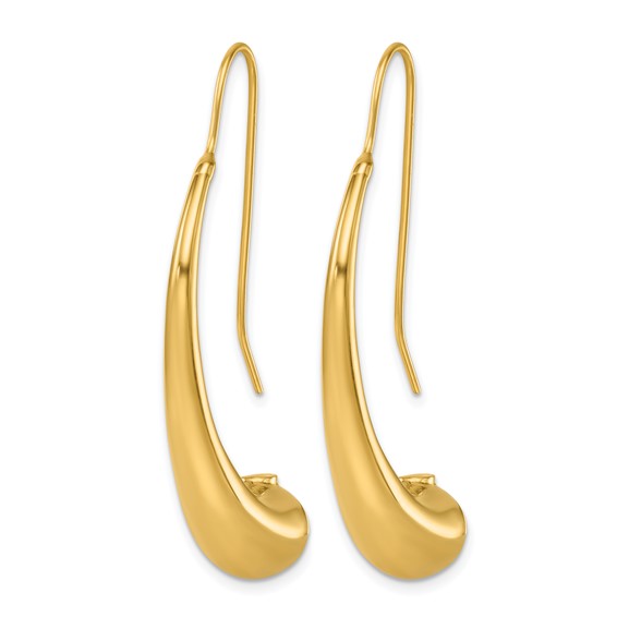 Herco 14K Polished Curved Teardrop Threader Earrings