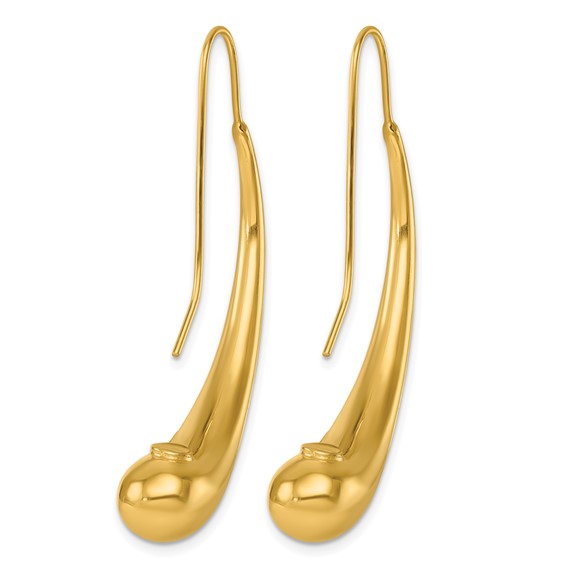 Herco 14K Polished Curved Teardrop Threader Earrings