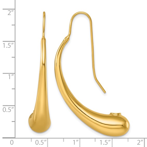 Herco 14K Polished Curved Teardrop Threader Earrings