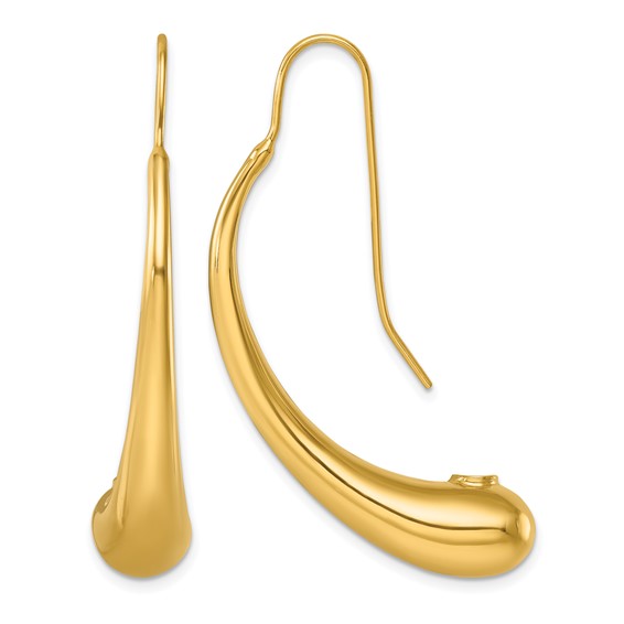 Herco 14K Polished Curved Teardrop Threader Earrings