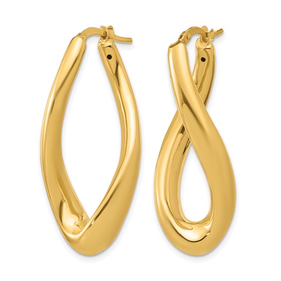 Herco 14K Polished and Twisted Oval Hoop Earrings