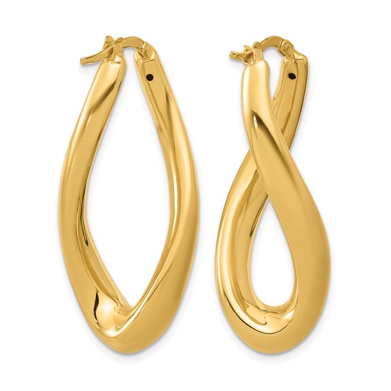 Herco 14K Polished and Twisted Oval Hoop Earrings