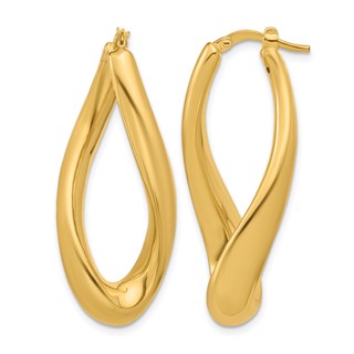 Herco 14K Polished and Twisted Oval Hoop Earrings