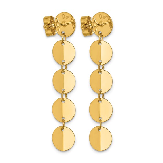 Herco 14K Polished Solid Five Circle Post Dangle Earrings