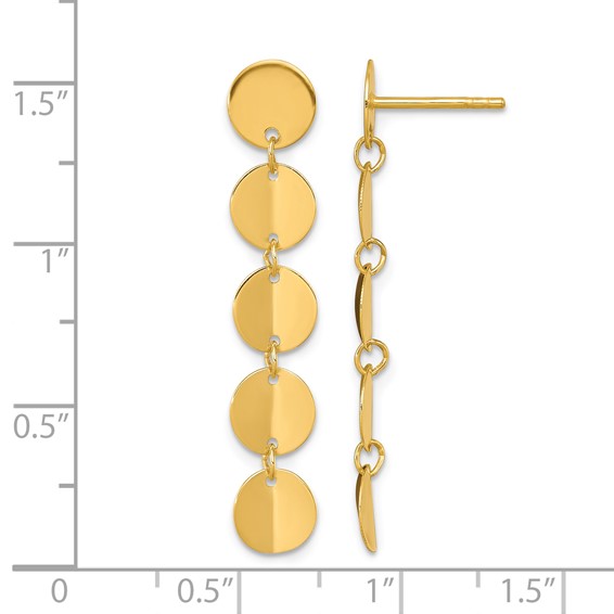 Herco 14K Polished Solid Five Circle Post Dangle Earrings