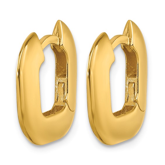 Herco 14K Polished Solid Wide Square Hinged Hoop Earrings