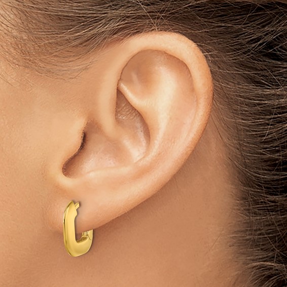 Herco 14K Polished Solid Wide Square Hinged Hoop Earrings