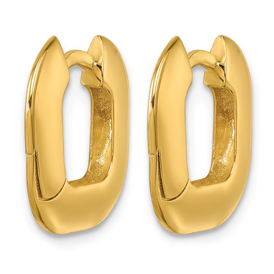Herco 14K Polished Solid Wide Square Hinged Hoop Earrings