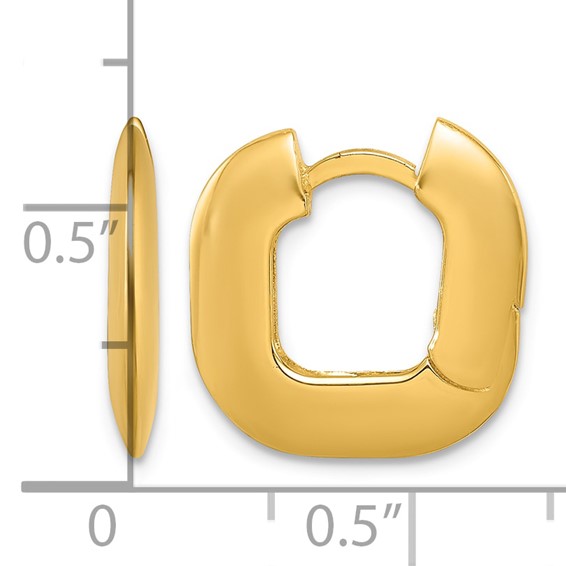 Herco 14K Polished Solid Wide Square Hinged Hoop Earrings