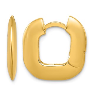 Herco 14K Polished Solid Wide Square Hinged Hoop Earrings