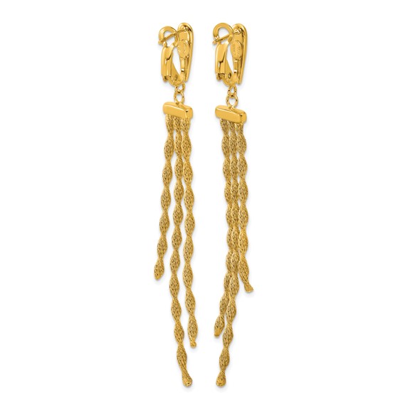 Herco 14K Polished Fancy Twisted Chain 3-Strand Leverback Dangle Earrings